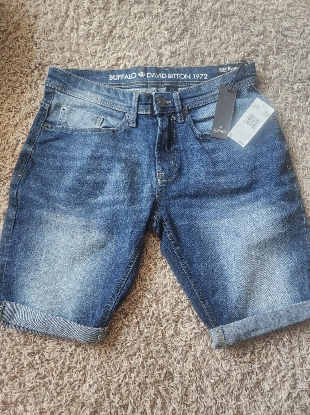 Buffalo David Bitton Men's Dark Blue Rolled-Hem Denim Shorts